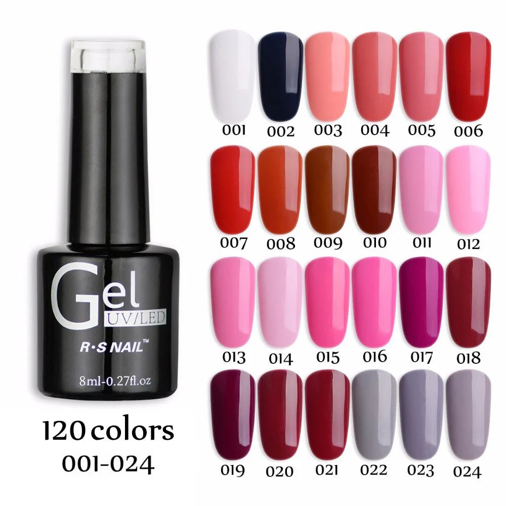 RS Nail One Step Gel Nail Polish UV LED 3 in 1 gel 8ML 120 colors 001
