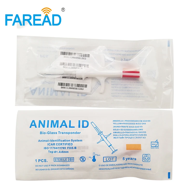 1.4x8/2.12x12mm standard FDX-B ISO11784/5 RFID implant chip syringe Animal microchip for pets dog cat fish farm horse veterinary