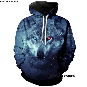 

PLstar Cosmos Female/male Galaxy Wolf 3D Printed Hoodies Men Casual Cartoon Sweatshirt Outwear Women Moon Wolves Clothing