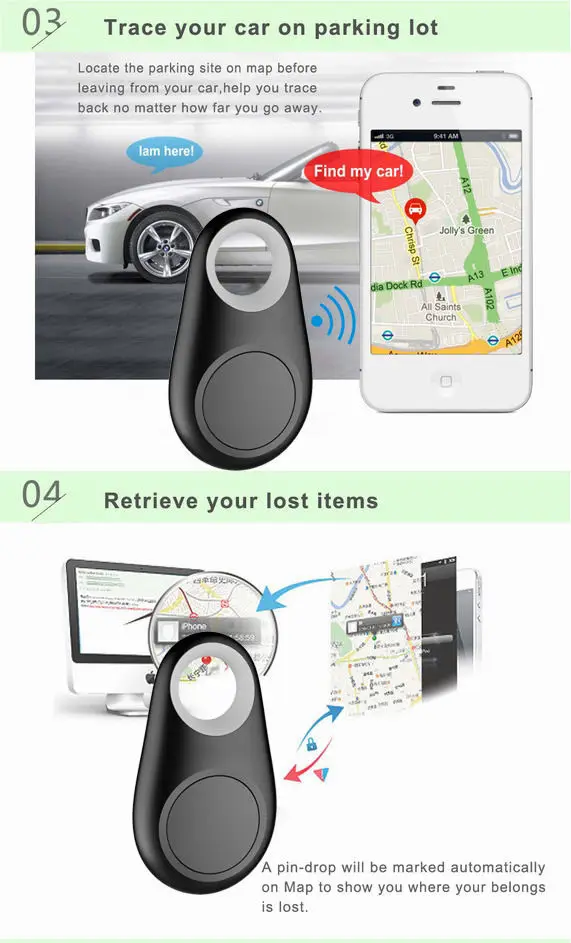 Шпионское мини смарт беспроводной Bluetooth 4,0 анти-потеря трекер устройство для поиска ключа gps локатор коробка