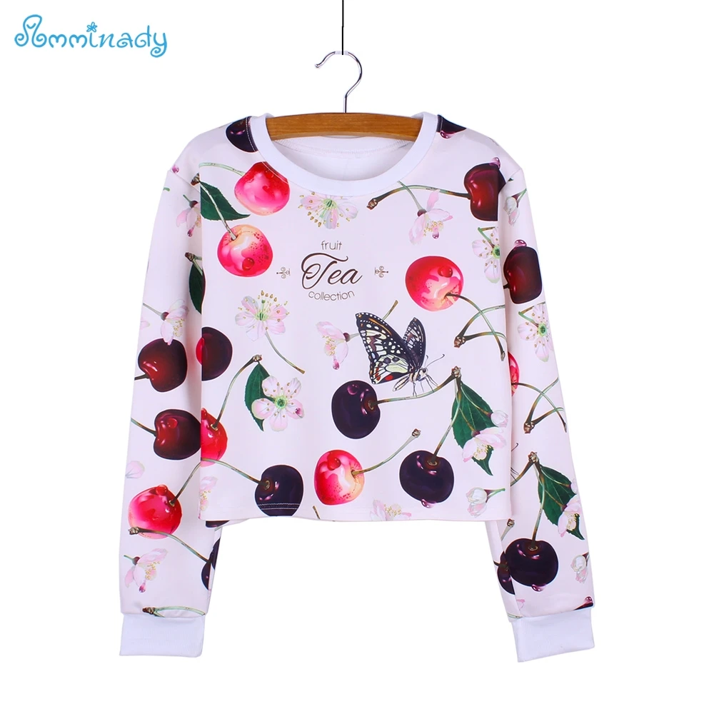 Модные 3D Cherry и цветочный принт для женщин кофты Женская Осенняя одежда Harajuku