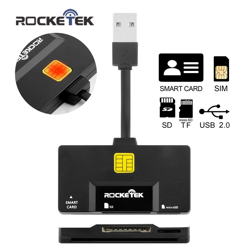 

Rocketek USB 2.0 multi Smart Card Reader SD/TF micro SD memory ,ID,Bank card,sim cloner connector adapter computer accessories