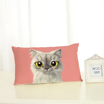

High Quality Cute Cat Housewear Lumbar pillow Chair Cushion Cover Soft Pillow Case Cojines Almofadas Cotton Linen Square 30x50