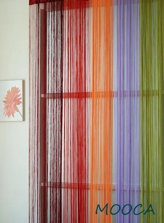 

solid color thread curtain string curtain room divider 2 size