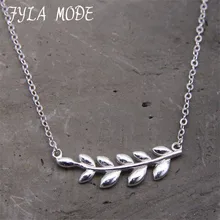Fyla Modo 2017 Nuevo Collar de Cadena de Moda 100% Real Pure 925 pendientes de Plata de Ley S925 Mujeres Collar Colgante de Collar de la Rama de Olivo