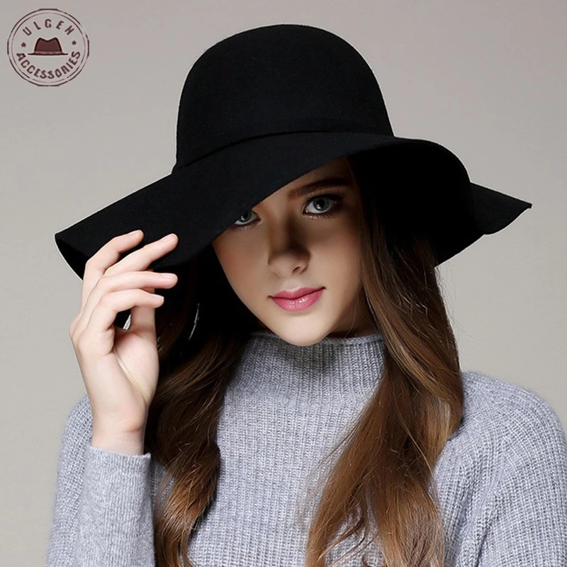 2019 Women Fedoras Cap Top Vintage Hat for Girls Flat Hats Female British Style Woolen Ladies Jazz Round Cap 2019 Women Fedoras Cap Top Vintage Hat for Girls Flat Hats Female British Style Woolen Ladies Jazz Round Cap