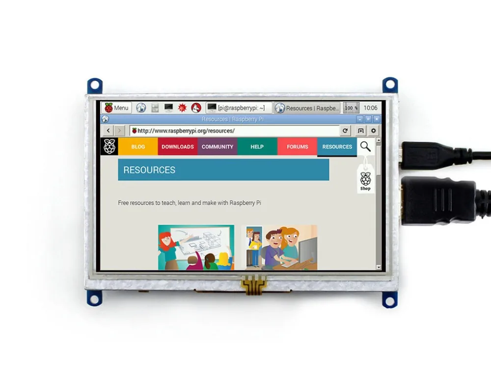 Waveshare 5 дюймовый HDMI LCD (B) с двухцветным корпусом резистивным сенсорным экраном