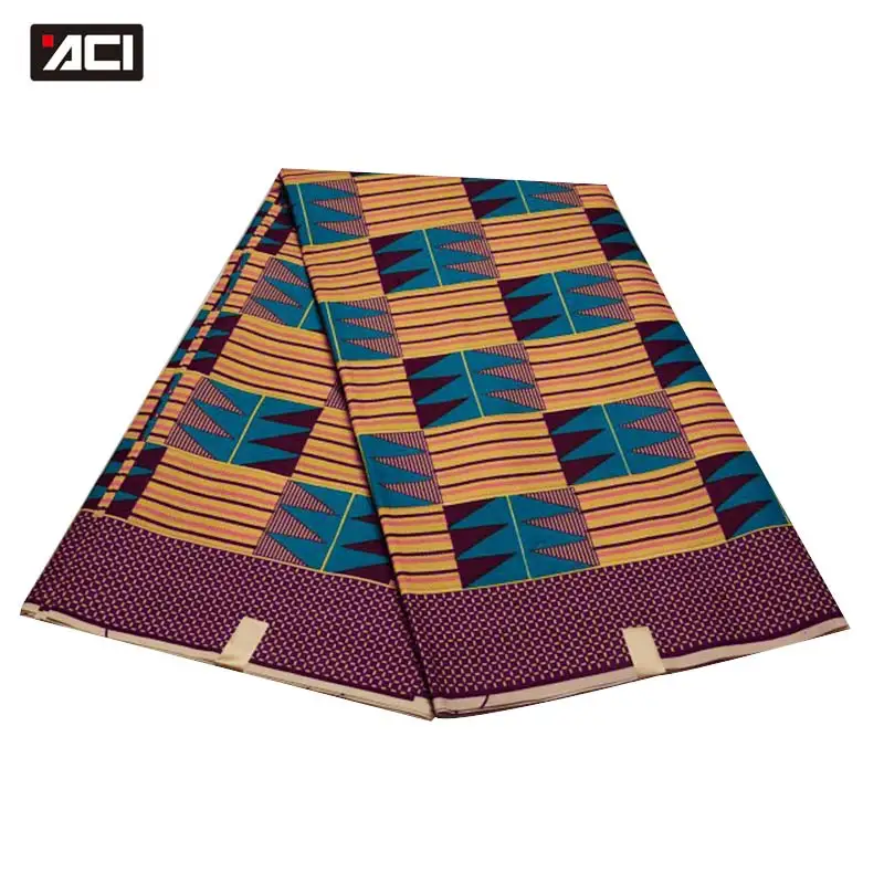 

ACI New Design Ghana Kente Ankara Kente Fabric 6 Yards African Ghanaian Kente Wax Print Fabric For African Fashion Wedding Dress