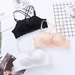 Wasteheart для женщин Мода кожи черный сексуальное женское белье кружево Bralette хлопок трусики для Cross Back Push Up беспроводной бюстгальтер Н