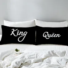 Couples Pillowcase KING QUEEN Letter Print Pillow Case Lovers Pillow Cover Valentine's Day Gift Bedding Home Textile Couples Pillowcase KING QUEEN Letter Print Pillow Case Lovers Pillow Cover Valentine's Day Gift Bedding Home Textile