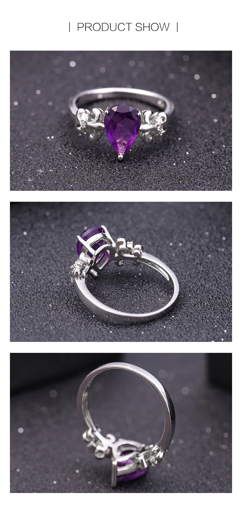GEM'S BALLET 1.84Ct натуральный фиолетовый аметист драгоценный камень кольцо 925 пробы серебряные Романтические кольца для женщин Свадебные ювелирные изделия