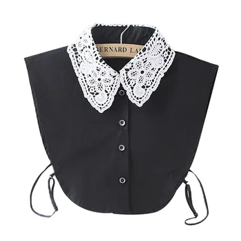 

Women Pure Color Lace Detachable Lapel Choker Necklace Shirt Fake False Collar Stylish Matchable Collar New
