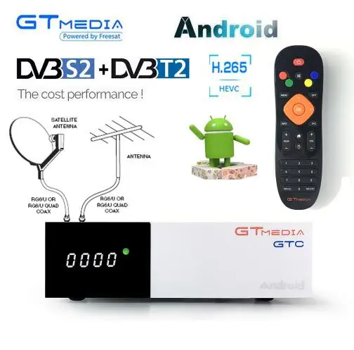 

Freesat GTC Receptor DVB-S2 DVB-C DVB-T2 Amlogic S905D android 6.0 TV BOX 2GB 16GB +1 Year cccam Satellite TV Receiver TV Box