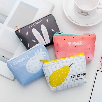 

2019 New PU Leather Small Coin Purse Short Women Money Change Bag Lovely Cute Wallet Kids Key Earphone Pocket Organizer Pouch