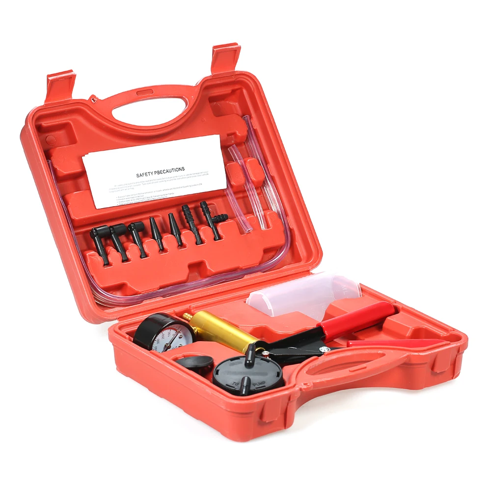 

17pcs Car Auto Pressure Tester Vacuum Pressure Pump Brake Bleeder Adaptor Fluid Reservoir Tester Vacuum Bleeding Test Kits Kit