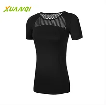 Женская Профессиональная спортивная футболка для бега на открытом воздухе, бесшовный сетчатый костюм для йоги, большой размер, летняя, с короткими рукавами, вентиляция