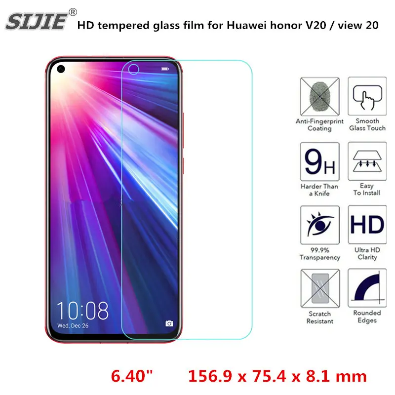 

HD tempered glass film For Huawei Honor View 20 Smartphone Full Screen cover Protector on crystals honor V20 v20 6.40inch