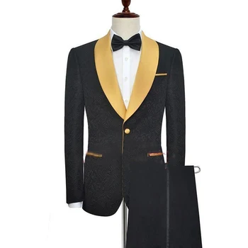 

Black Mens Wedding Suits Grooms Men Suits 2019 Slim Fit 2 Pieces Wedding Tuxedo for Men Jacket+Pants Groom Tuxedo