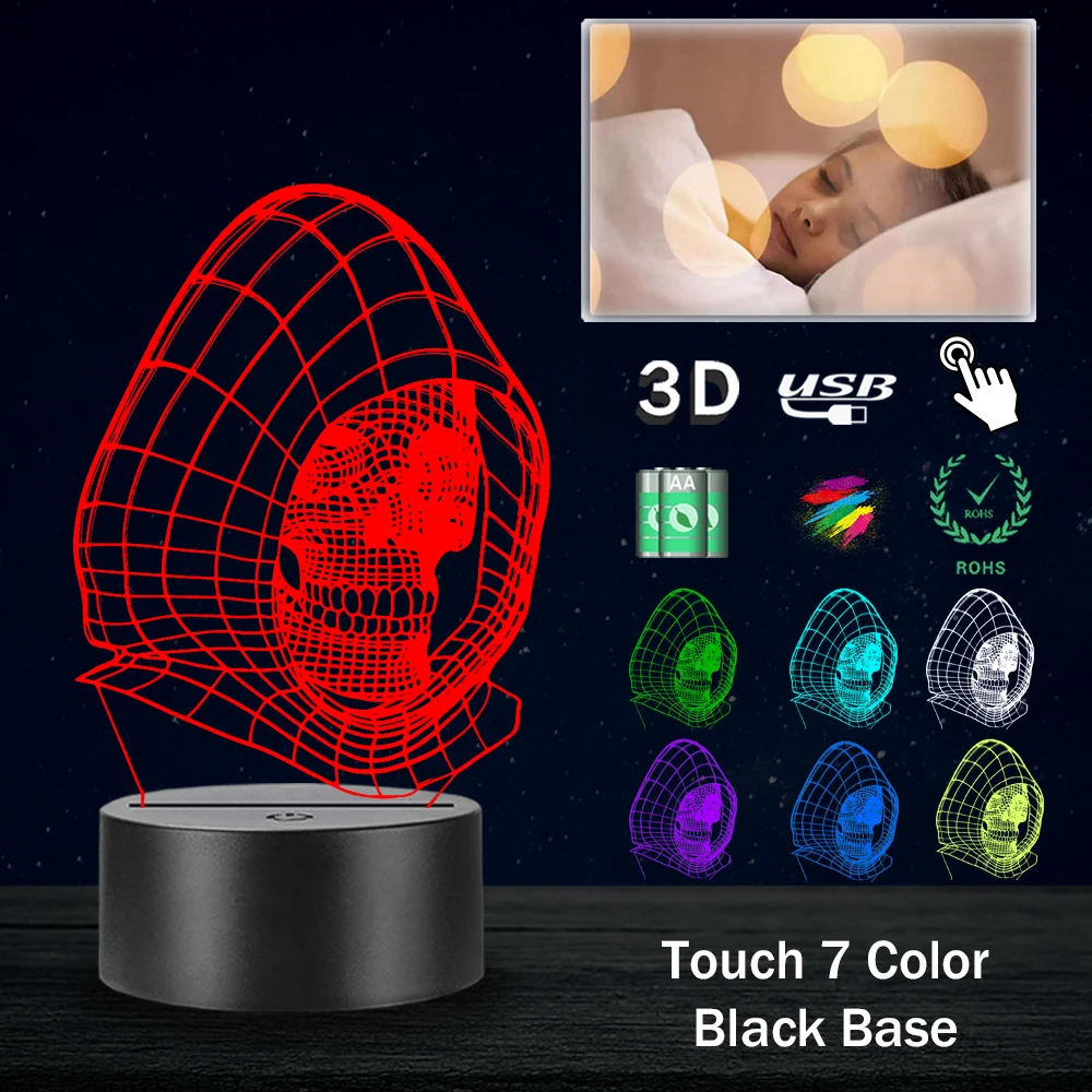 3d лампа с капюшоном и черепом светодиодный ночсветильник настроения USB мульти