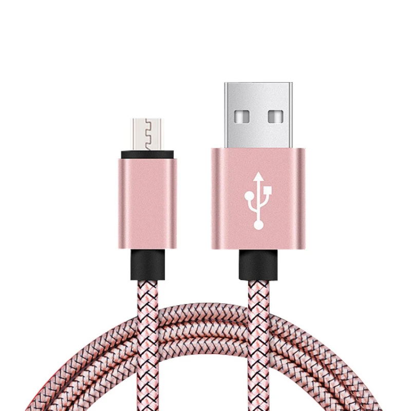 Ylon Кабель Micro-USB в оплетке для синхронизации данных USB Зарядное устройство кабель для samsung htc huawei Xiaomi Android телефона для быстрой зарядки Кабели - Цвет: Розовый