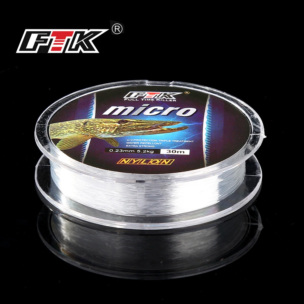 FTK Ice Fishing Nylon Line 30M 2.9-12.5LB 1.3-5.7kg 0.08-0.25 DIA/MM Fishing Line Transparent For Carp Wire Winter Ice Nylon