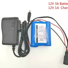 12 V 3000 mAh 18650 литий-ионная аккумуляторная батарея для камеры видеонаблюдения 3A батареи+ 12,6 V 1A зарядное устройство