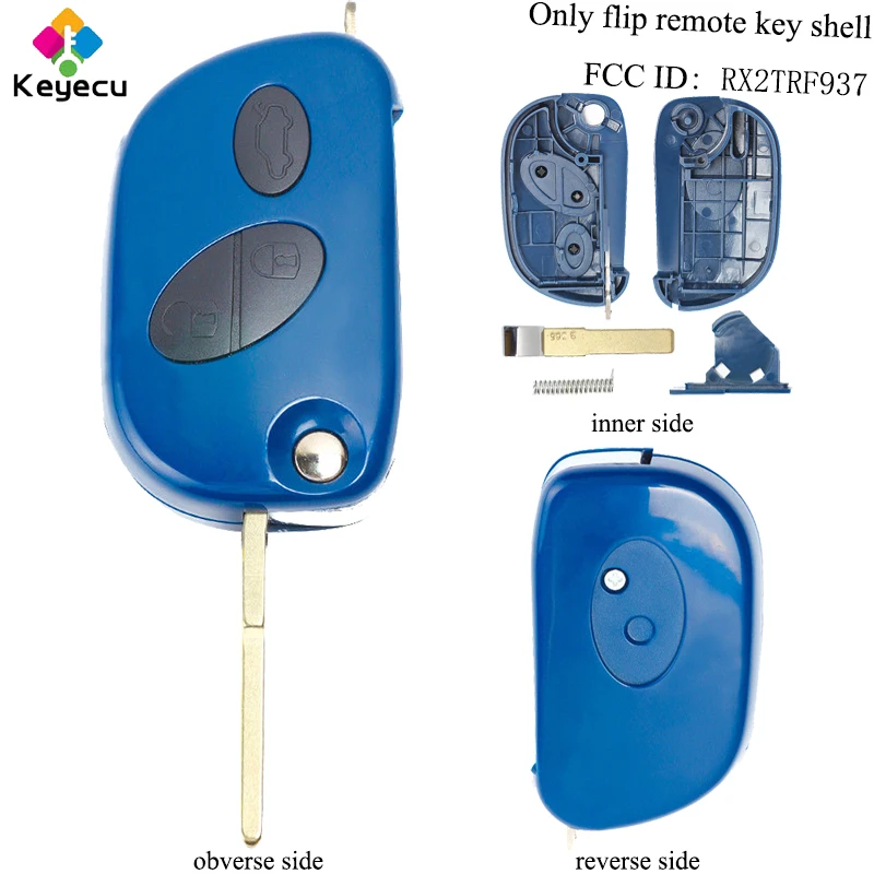 

KEYECU Flip Remote Car Key Shell - 3 Buttons - FOB for Maserati Quattroporte 2009-2011 / GranTurismo 2008 2009 FCC ID: RX2TRF937