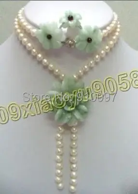 

LHX54013>>Beatiful green jade earring necklace pendant Bracelet set