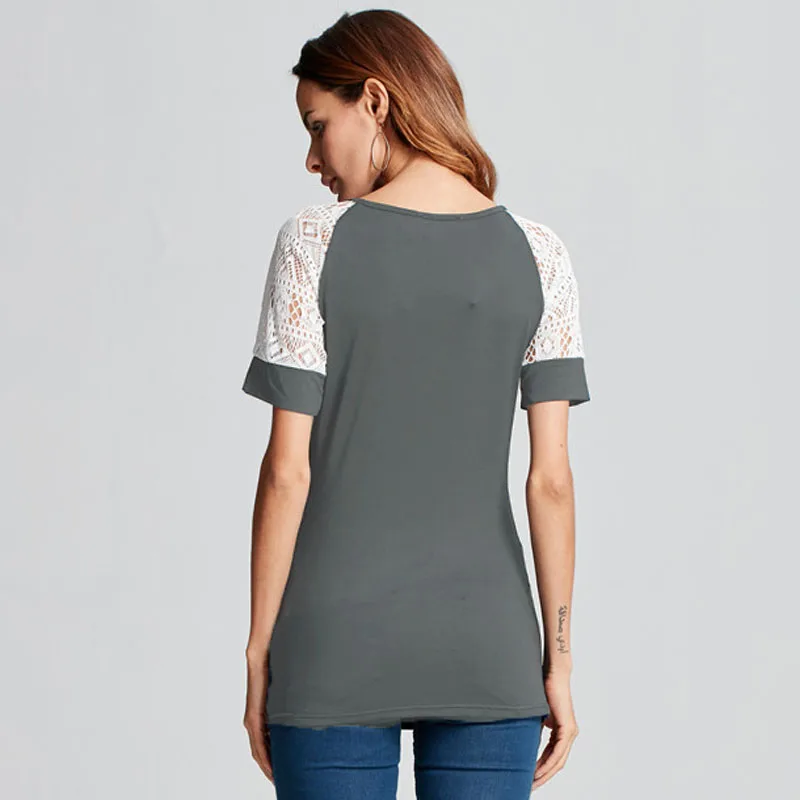 Hot Sale Women Fashion Solid Sexy Blouse Plus Size O Neck Blusas Fit Casual Shirt Tops Hollow out Crewneck Slim 2018 Summer Blouses