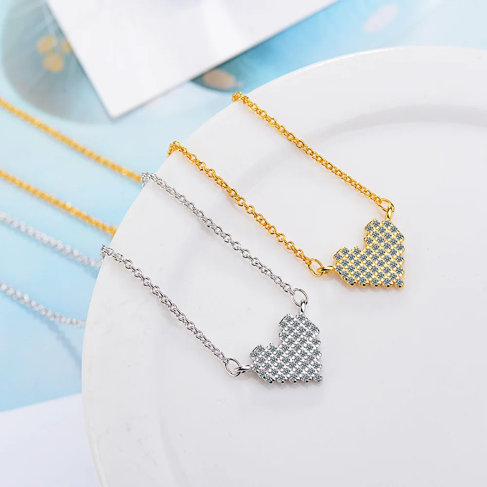 heart cubic zirconia necklaces jewelry (2)