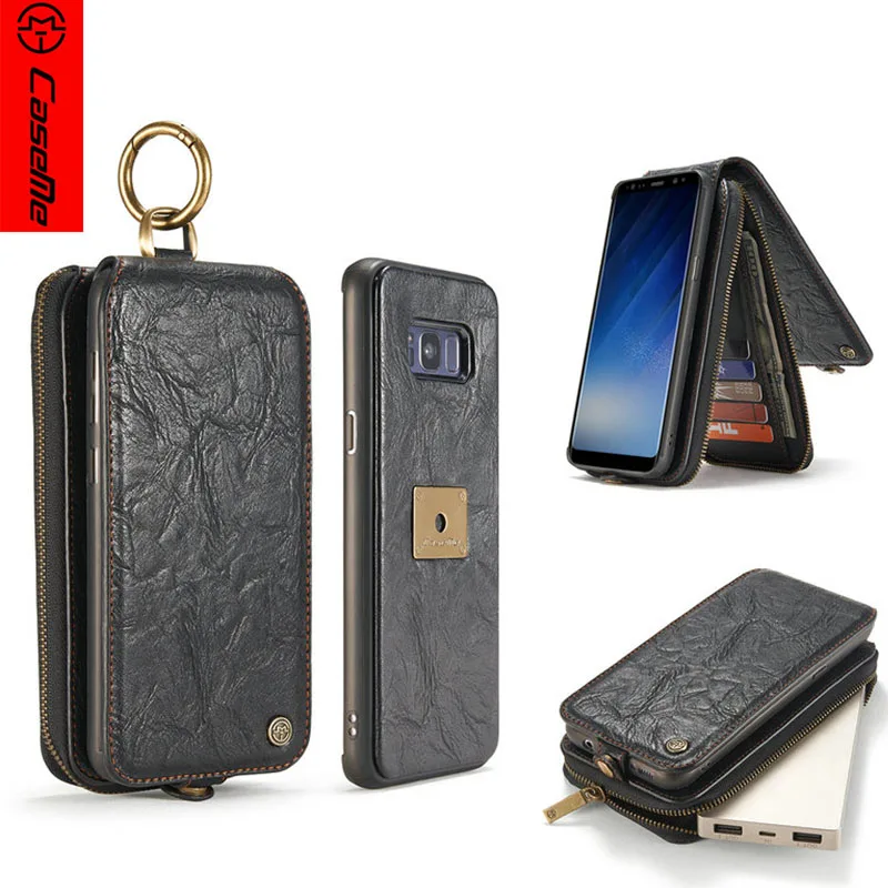 

Leather Wallet Case for Samsung Galaxy S7 Edge S8 PLUS Vintage Business Multifunction 2 in 1 Black Flip Phone Case Cover Caseme