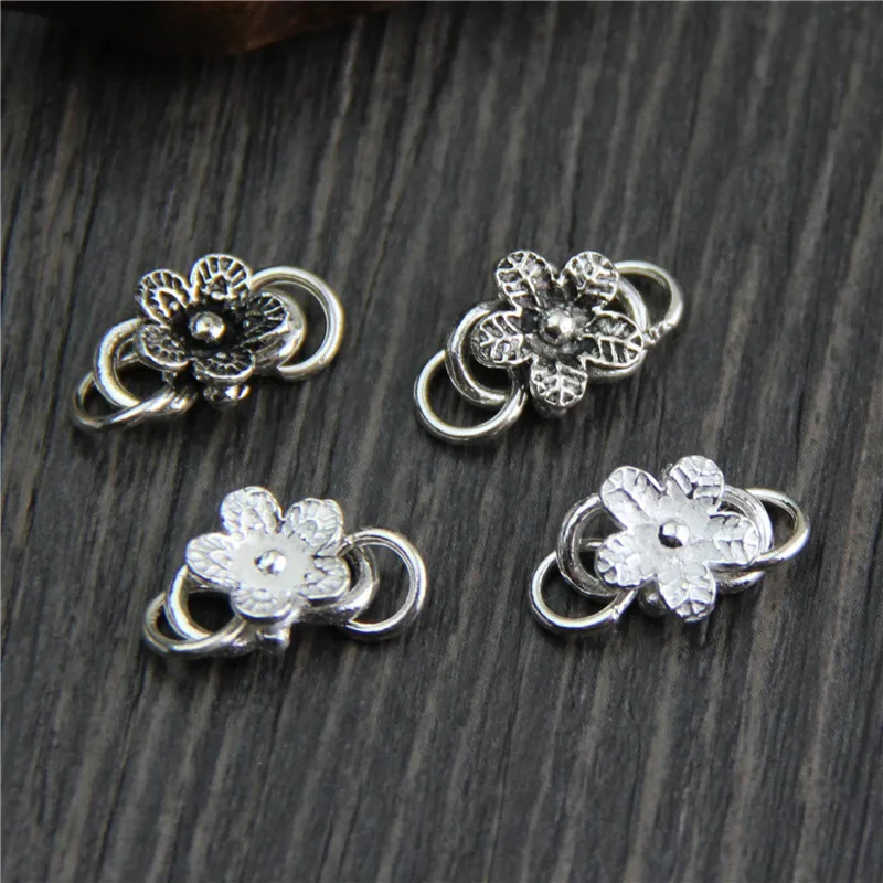 

925 Sterling Silver Craft Flower S Clasps Connector Fit Necklace Bracelets Fine Jewelry Making DIY Clasps&Hooks Silver Findings