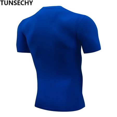 TUNSECHY 2018 брендовая одежда Для мужчин футболка Для мужчин модные Фитнес для мужчин чистый цвет футболки S-XXXXL бесплатный проезд
