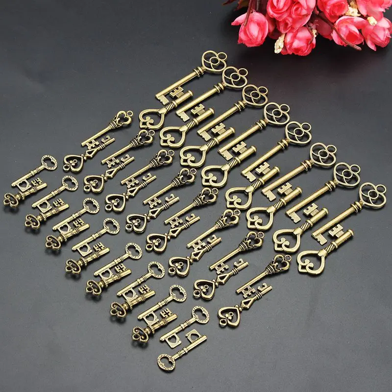 48 piezas llave de bronce antigua cerradura antigua para colgante collar pulsera colgante decoraciones DIY artesanal regalo accesorios Venta caliente 48 piezas llave de bronce antigua cerradura antigua para colgante collar pulsera colgante decoraciones DIY artesanal regalo accesorios Venta caliente