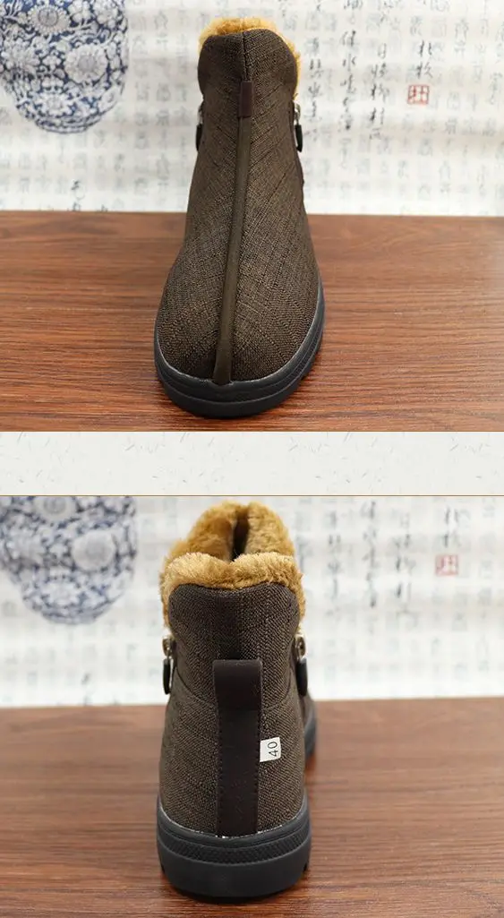 Зимняя Теплая обувь из хлопка и льна, Шаолиньское Кунг-фу, короткие зимние сапоги nun arhat, обувь для единоборств, медитация, серый/желтый цвет