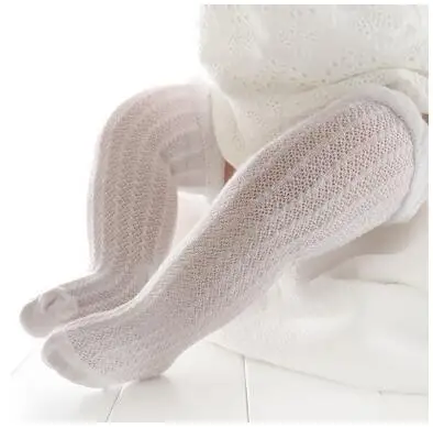 Летние тонкие высокие носки для новорожденных хлопковые носки для малышей с рисунком комаров гольфы для маленьких девочек и мальчиков - Цвет: White