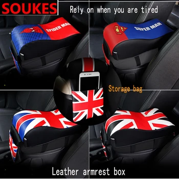 

Genuine Leather Car Armrest Pad Box Storage bags Phone Holder For Hyundai Tucson 2017 Solaris ix35 i30 Suzuki Swift Mitsubish