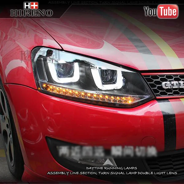 

Hireno Car Styling for Volkswag-en Polo 2011-15 Headlights LED Super bright Headlight DRL Xenon Lens High Fog Lam