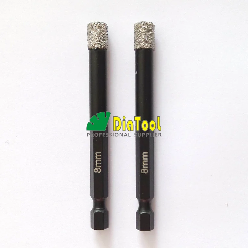 

DIATOOL 2pcs 8mm Vacuum Brazed Diamond Core Bits With Qucik Fitting Shank, Dry Drilling Bits, Professional Quality