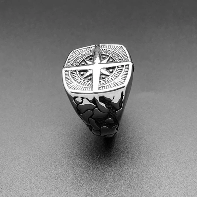 Новое мужское кольцо Простой дизайн кольцо с компасом серебро Нержавеющая сталь модное черное кольцо кольца для мужчин и женщин навигатор кольца ювелирные изделия