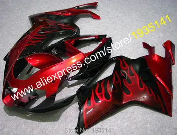 

Gloss red black bodywork parts For Aprilia Cowling RSV1000 03 04 05 06 ABS fairing RSV 1000 2003 2004 2005 2006 flames