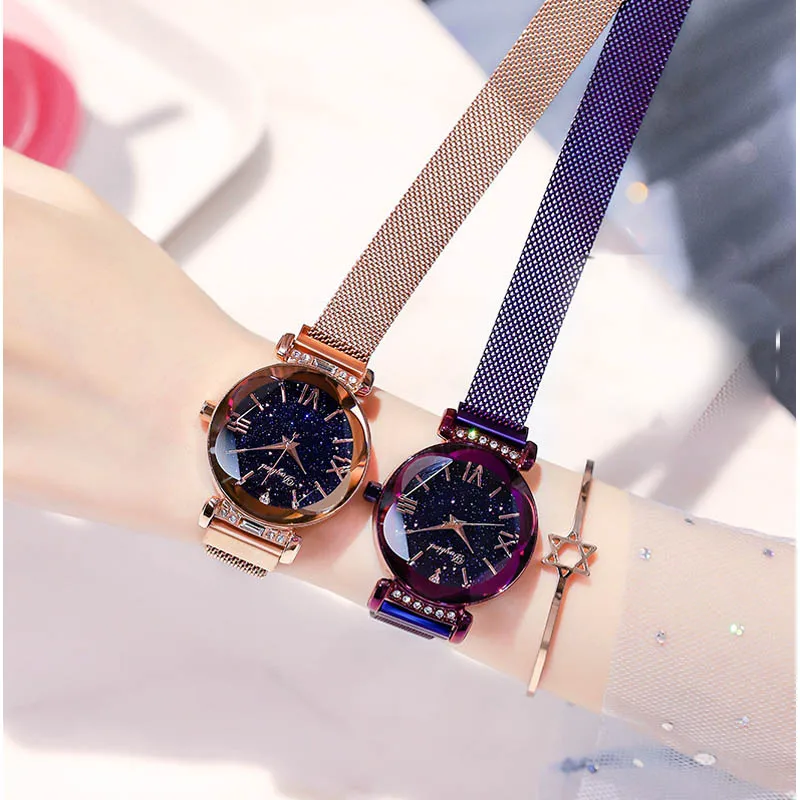 

Starry Women Watches Magnetic Mesh Belt Band Lady Watch Stainless Steel Luxury Fashion Dress Watch Quartz Wrist Watches