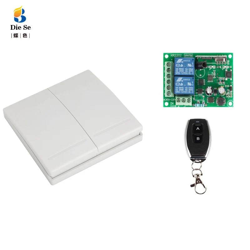 

Wall Panel Wireless Remote Control AC 110V 220V 2CH 433Mhz Relay Receiver 2 button For Light Bulb Lamp Wall Switch