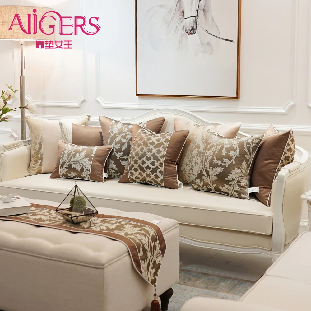

Avigers Luxury Brown Decorative Pillows Invisible Zipper Patchwork Plant Chain Jacquard Cushion Covers for Sofa Living Room Car