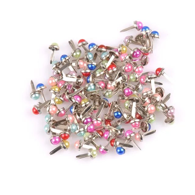 Scrapbooking Accessories Mixed Pearl Round Brads Metal Crafts DIY
