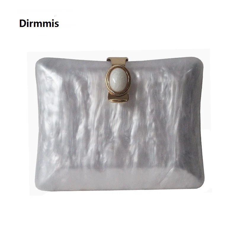 

New Acrylic Brand Fashion Women Evening Bags Marble White Solid Handbags Luxury Wedding Should Bags Party Vintage Pearl Clutch