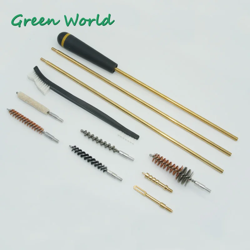 

Green World 12pcs/lot .30cal/7.62mm Gun Clean Brush Set, Rifle Cleaning Kit,tube packing thread 8-32