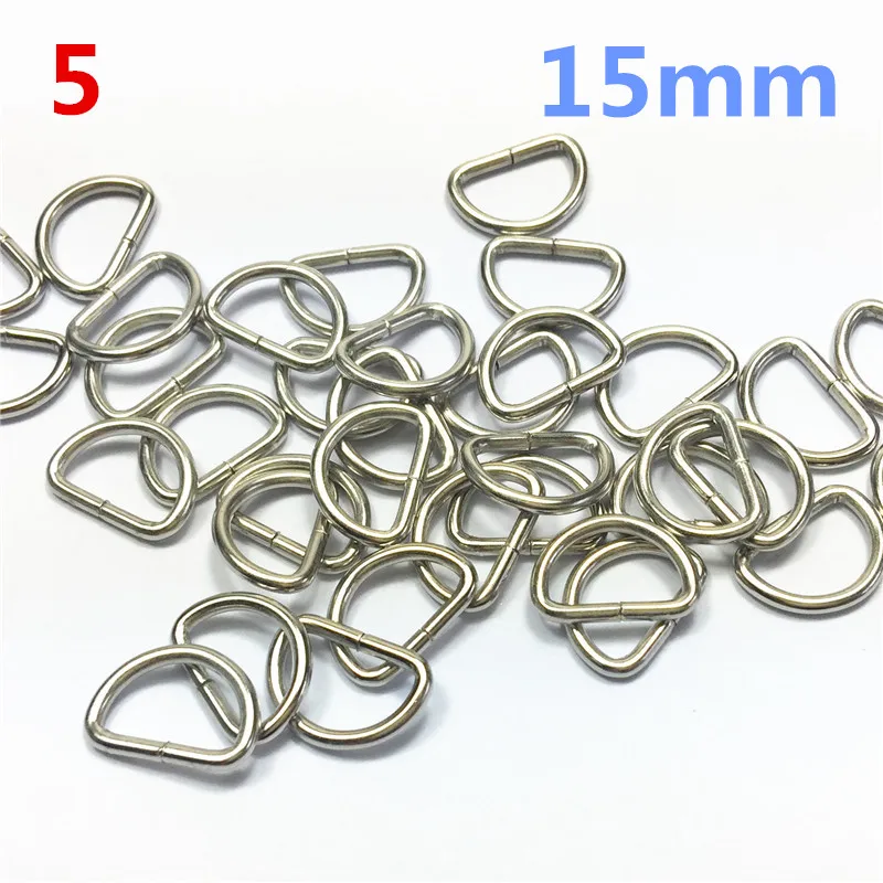 5  15mm silver d buckle