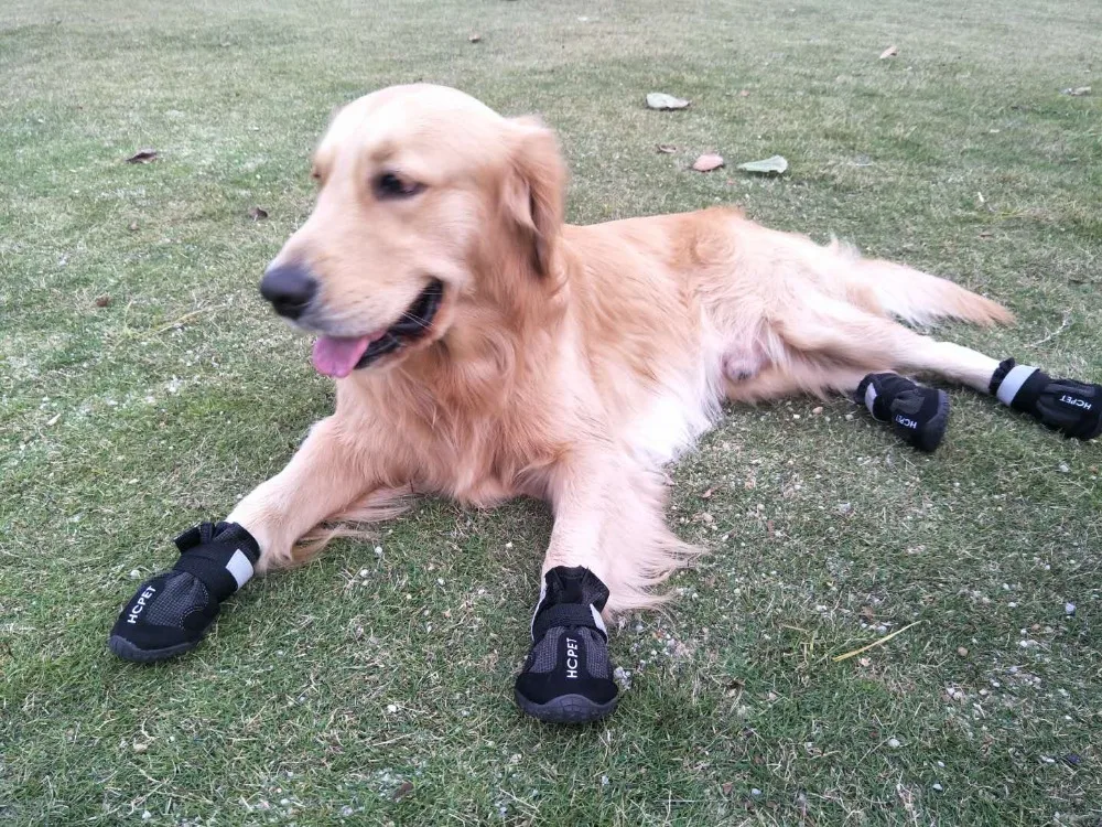4 шт./компл. Светоотражающие Обувь для собак на открытом воздухе Водонепроницаемый Pet Обувь для дождя сапоги носки больших собак износостойкая противоскользящая спортивная обувь
