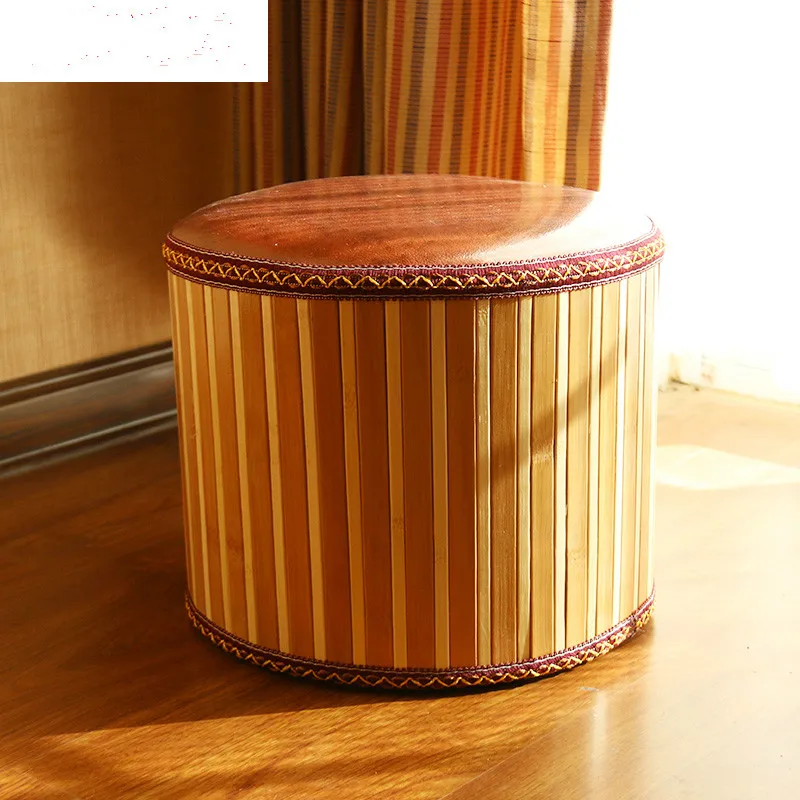 

Change shoe bench bamboo stool creative stool bamboo round pier